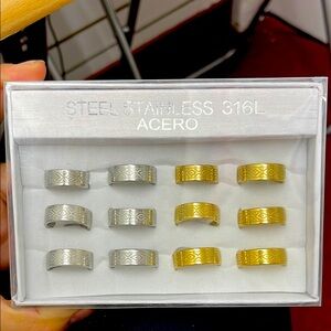 Stainless Steel Silver and Gold Men's Rings Set